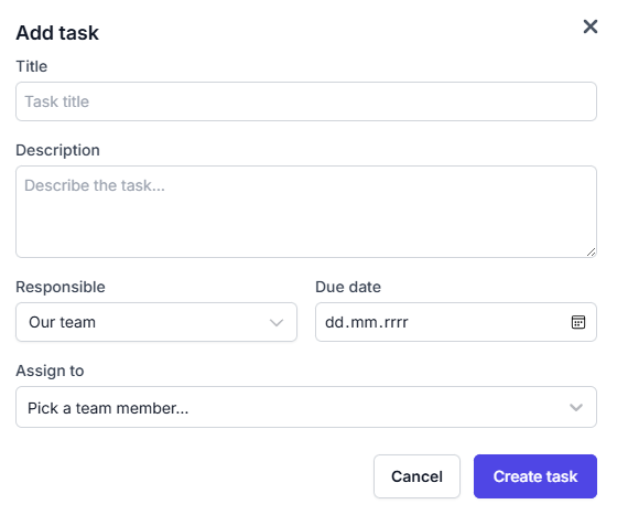 Adding a task