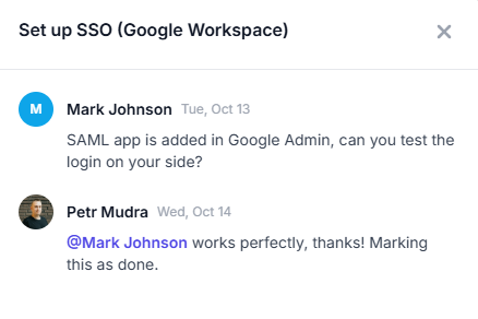A comment thread with an @mention