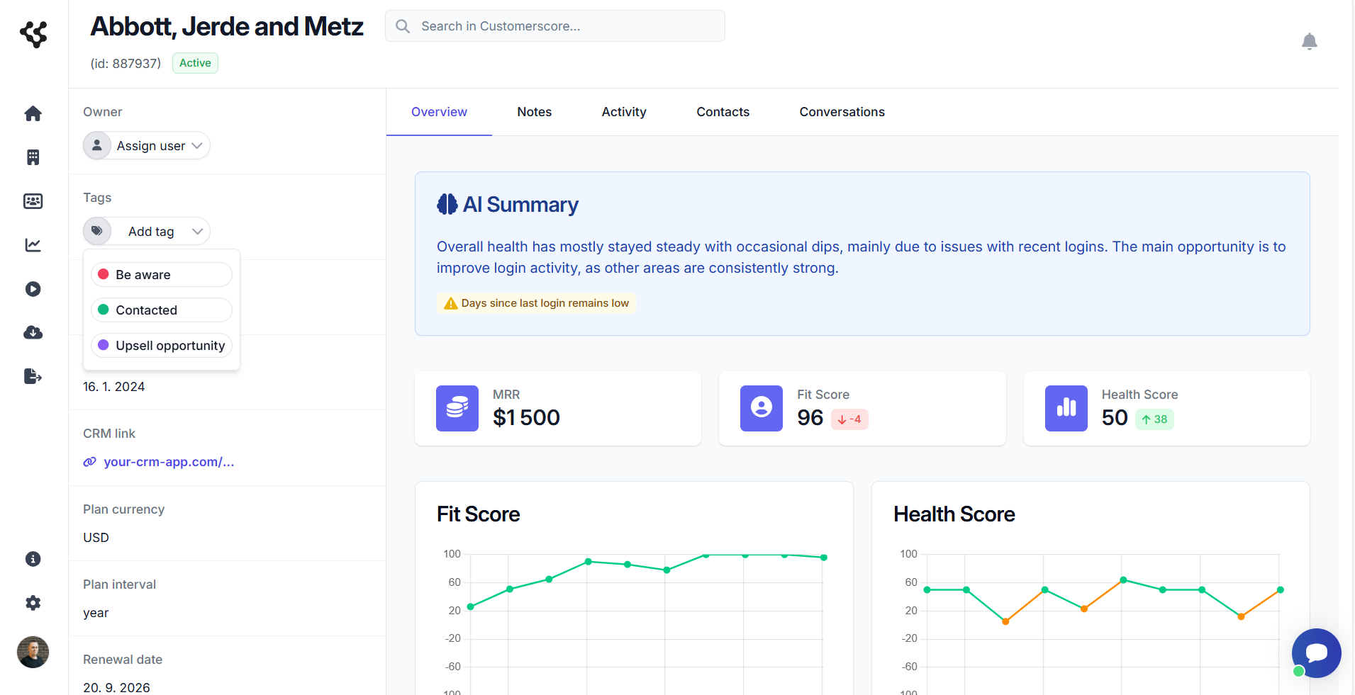 Customer Detail Tags
