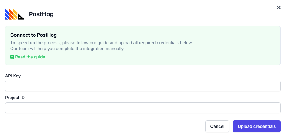 PostHog connect form