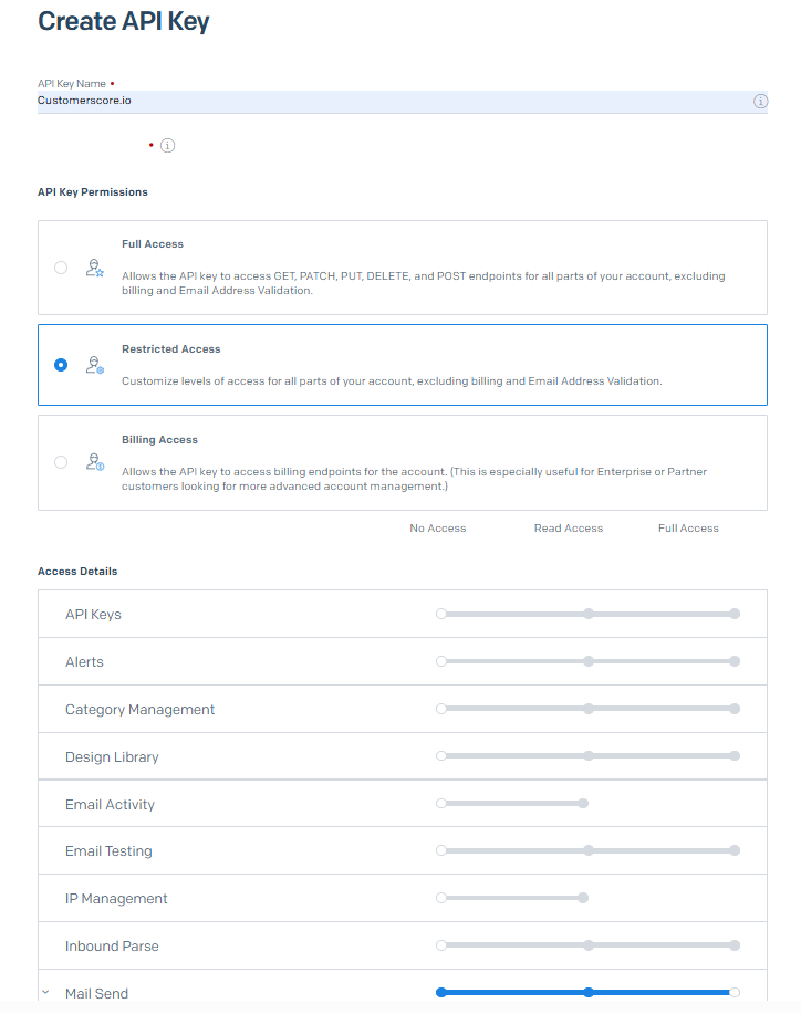 SendGrid API key setup