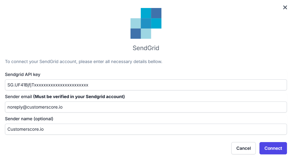 SendGrid connect form