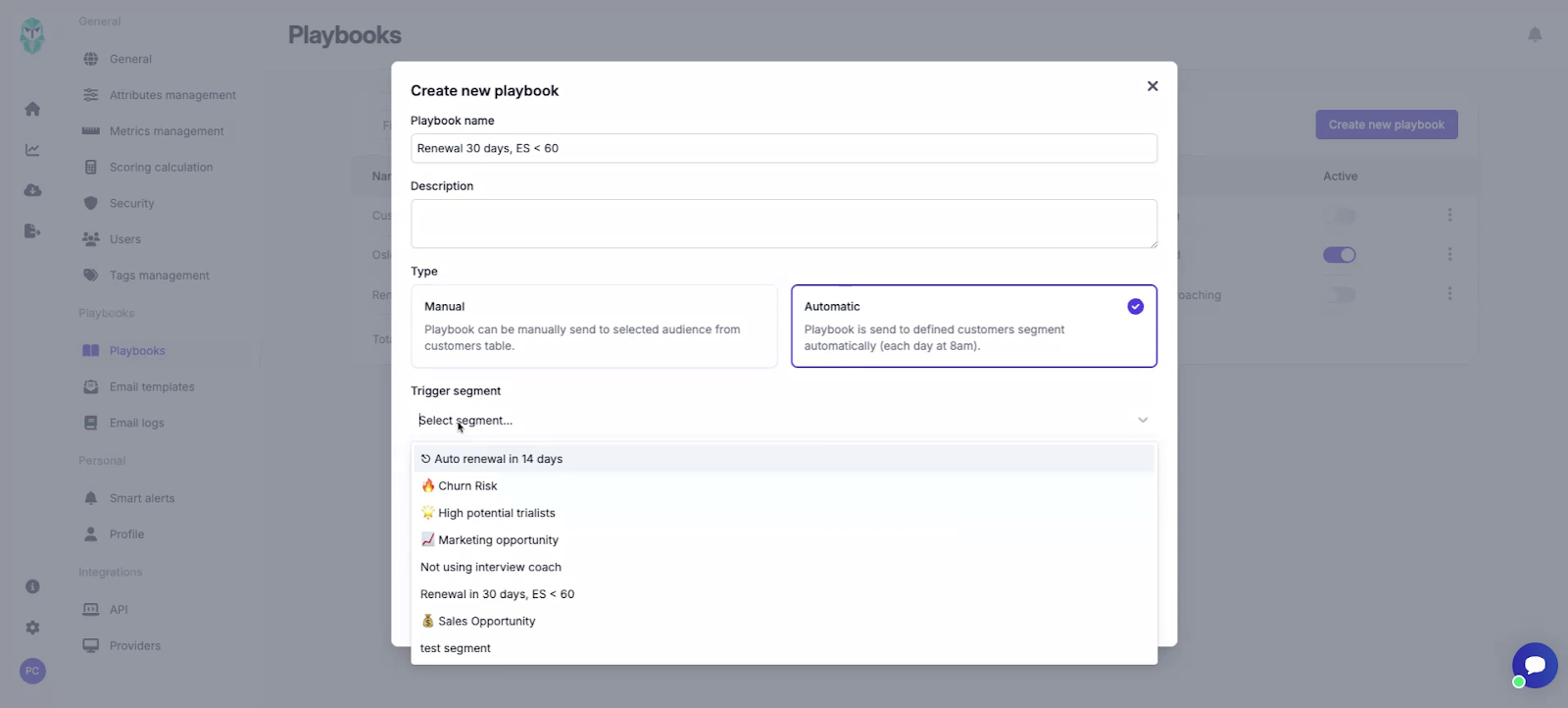 Automatic playbook setup